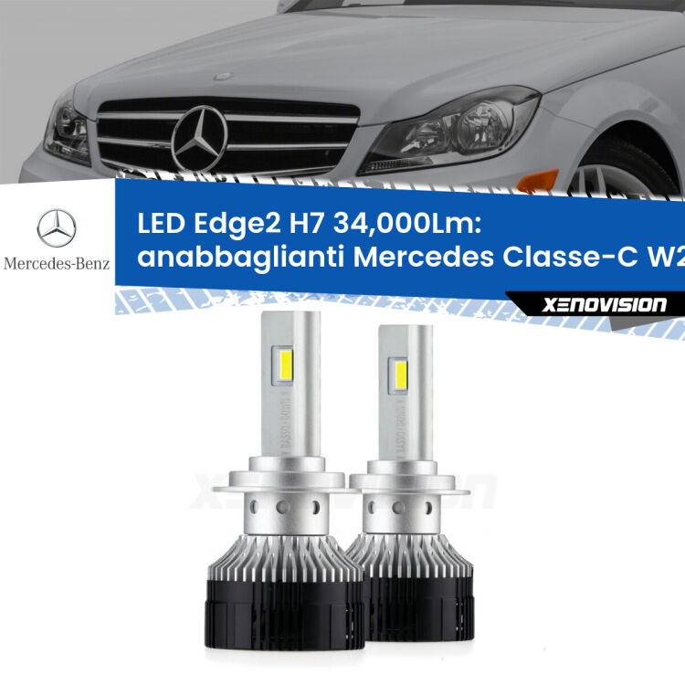 <strong>Kit anabbaglianti LED per Mercedes Classe-C</strong> W204 Restyling.</strong>.Coppia lampade <strong>H7</strong> modello Edge v3.0 di Xenovision.