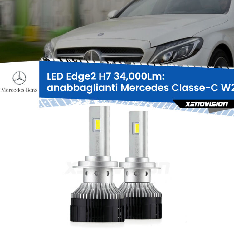 <strong>Kit anabbaglianti LED per Mercedes Classe-C</strong> W205 2013 - 2018.</strong>.Coppia lampade <strong>H7</strong> modello Edge v3.0 di Xenovision.