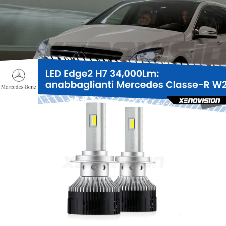 <strong>Kit anabbaglianti LED per Mercedes Classe-R</strong> W251, V251 2006 - 2014.</strong>.Coppia lampade <strong>H7</strong> modello Edge v3.0 di Xenovision.