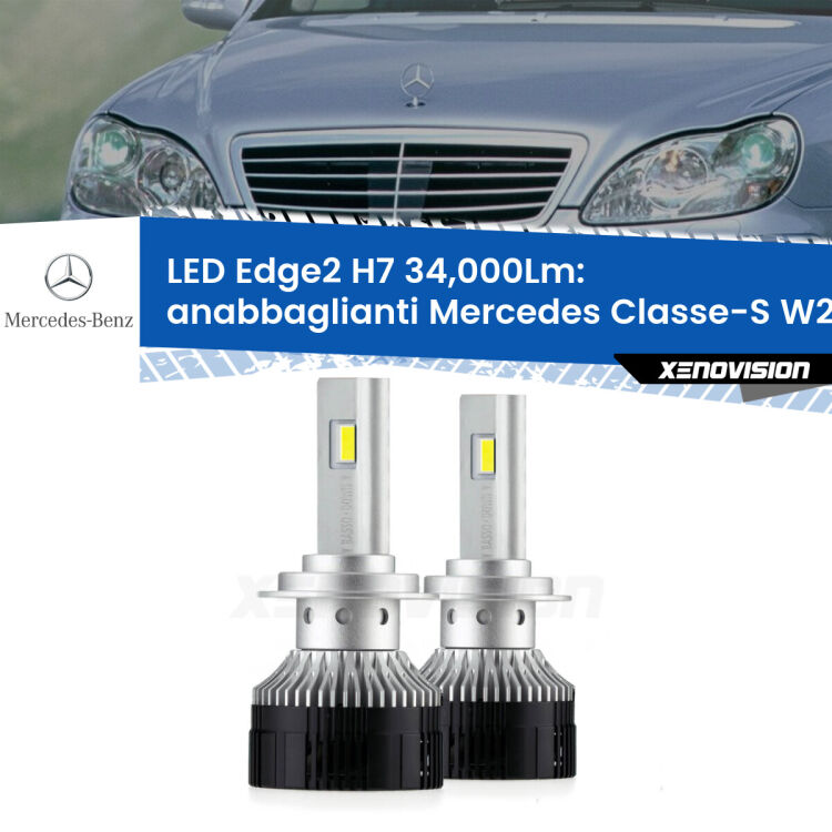 <strong>Kit anabbaglianti LED per Mercedes Classe-S</strong> W220 1998 - 2005.</strong>.Coppia lampade <strong>H7</strong> modello Edge v3.0 di Xenovision.