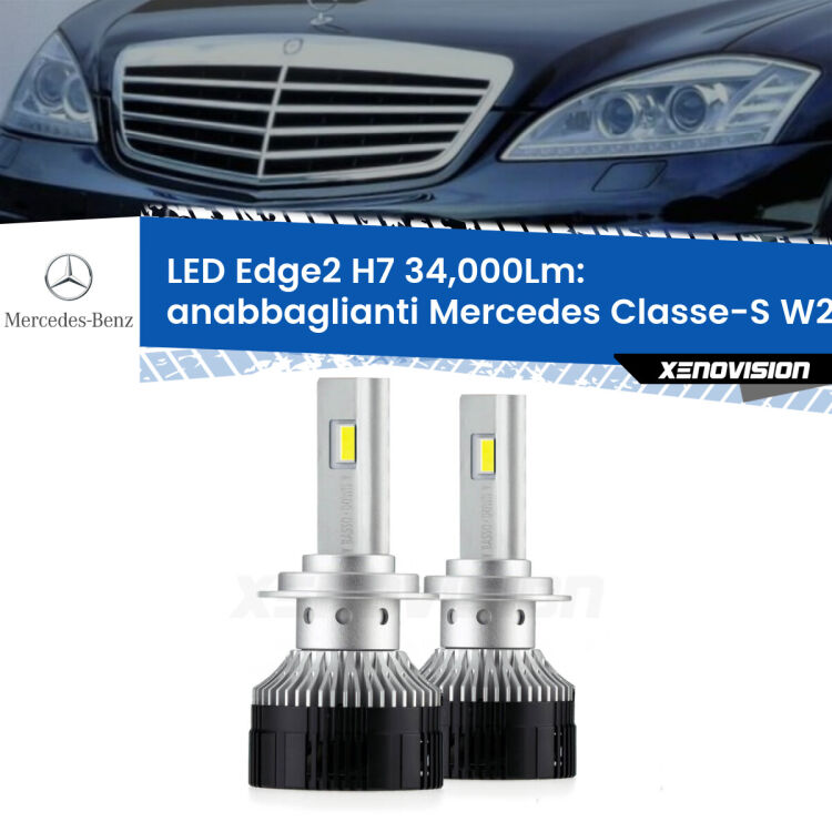 <strong>Kit anabbaglianti LED per Mercedes Classe-S</strong> W221 2005 - 2013.</strong>.Coppia lampade <strong>H7</strong> modello Edge v3.0 di Xenovision.