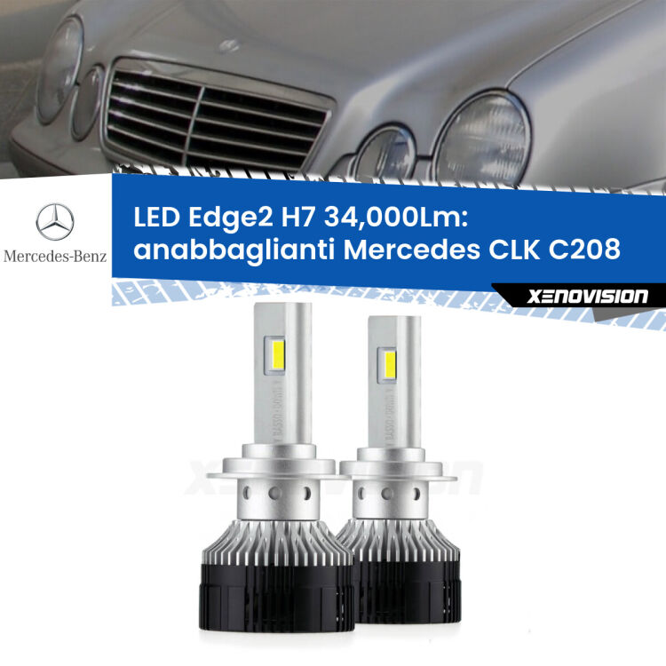 <strong>Kit anabbaglianti LED per Mercedes CLK</strong> C208 1997 - 2002.</strong>.Coppia lampade <strong>H7</strong> modello Edge v3.0 di Xenovision.