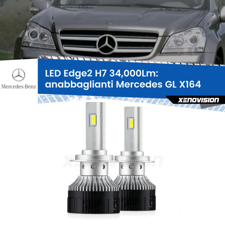 <strong>Kit anabbaglianti LED per Mercedes GL</strong> X164 2006 - 2012.</strong>.Coppia lampade <strong>H7</strong> modello Edge v3.0 di Xenovision.