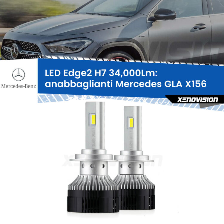 <strong>Kit anabbaglianti LED per Mercedes GLA</strong> X156 2013 in poi.</strong>.Coppia lampade <strong>H7</strong> modello Edge v3.0 di Xenovision.