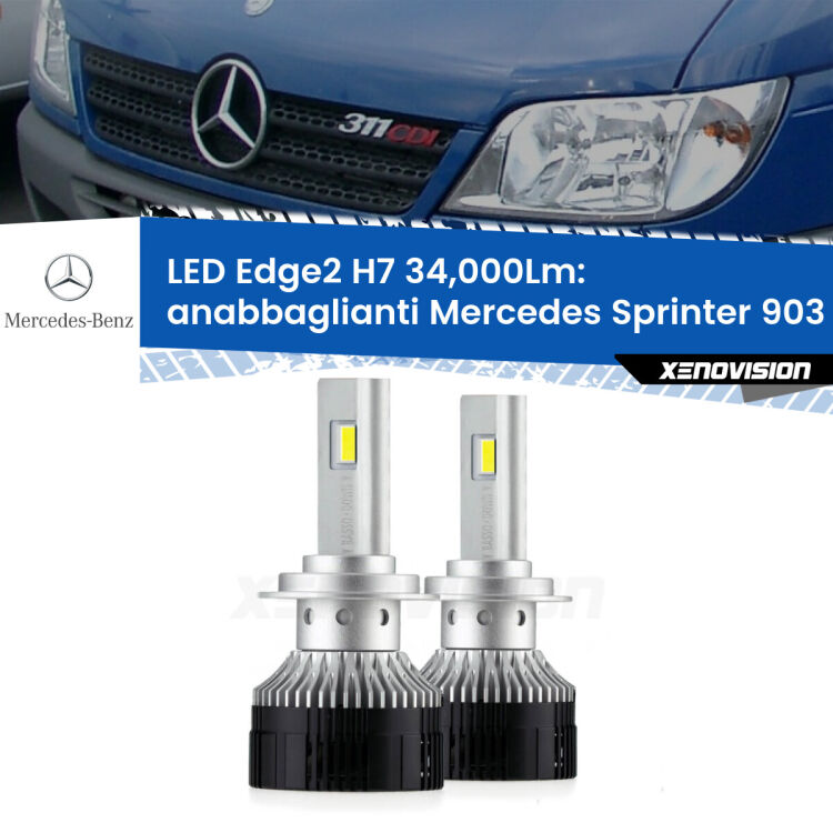 <strong>Kit anabbaglianti LED per Mercedes Sprinter</strong> 903 2000 - 2006.</strong>.Coppia lampade <strong>H7</strong> modello Edge v3.0 di Xenovision.