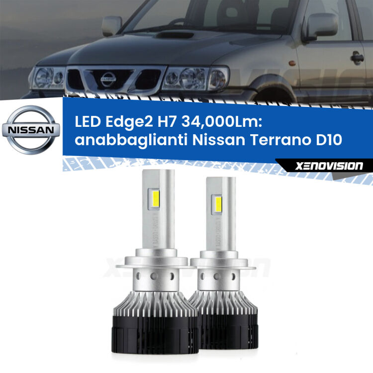 <strong>Kit anabbaglianti LED per Nissan Terrano</strong> D10 2013 in poi.</strong>.Coppia lampade <strong>H7</strong> modello Edge v3.0 di Xenovision.