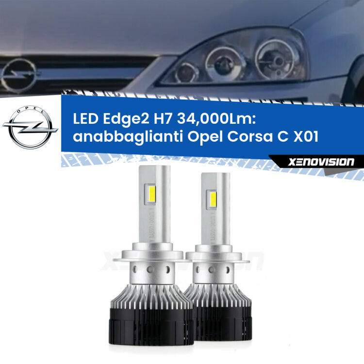 <strong>Kit anabbaglianti LED per Opel Corsa C</strong> X01 lenticolare.</strong>.Coppia lampade <strong>H7</strong> modello Edge v3.0 di Xenovision.