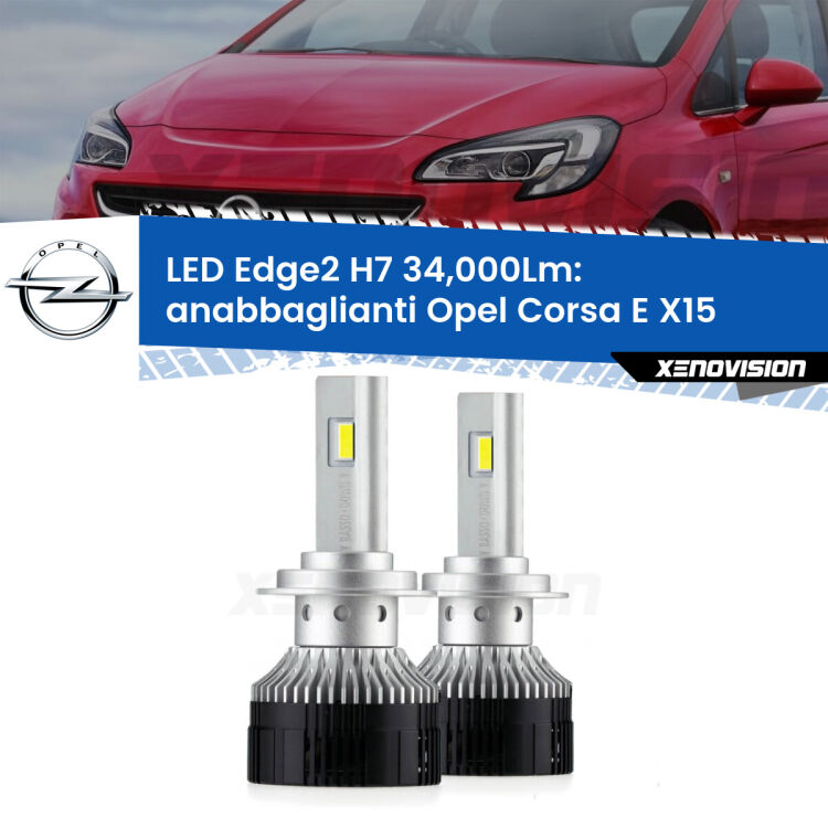 <strong>Kit anabbaglianti LED per Opel Corsa E</strong> X15 2014 - 2019.</strong>.Coppia lampade <strong>H7</strong> modello Edge v3.0 di Xenovision.