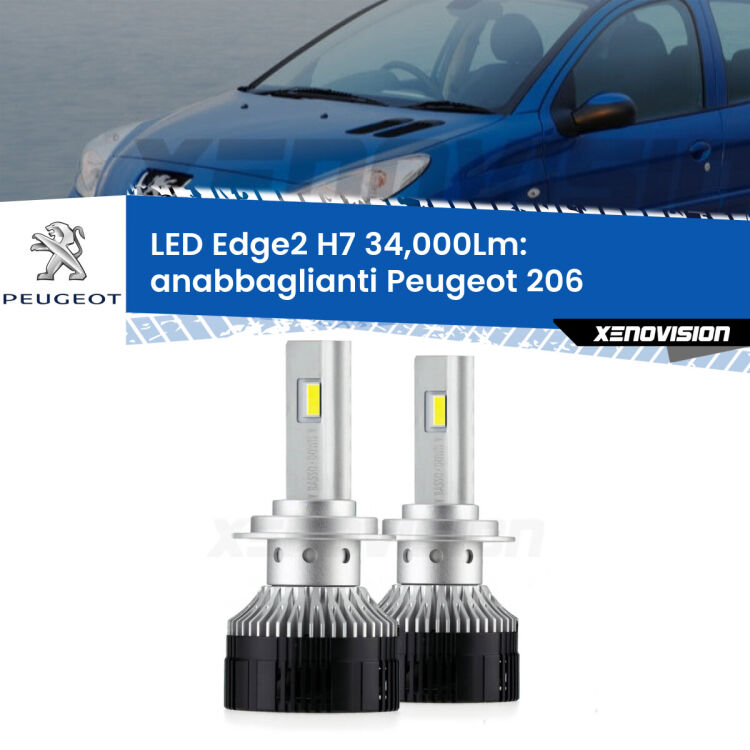 <strong>Kit anabbaglianti LED per Peugeot 206</strong>  2003 - 2009.</strong>.Coppia lampade <strong>H7</strong> modello Edge v3.0 di Xenovision.