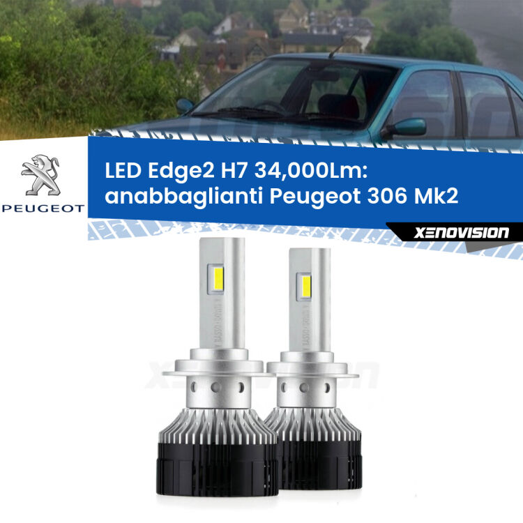 <strong>Kit anabbaglianti LED per Peugeot 306</strong> Mk2 1997 - 1999.</strong>.Coppia lampade <strong>H7</strong> modello Edge v3.0 di Xenovision.