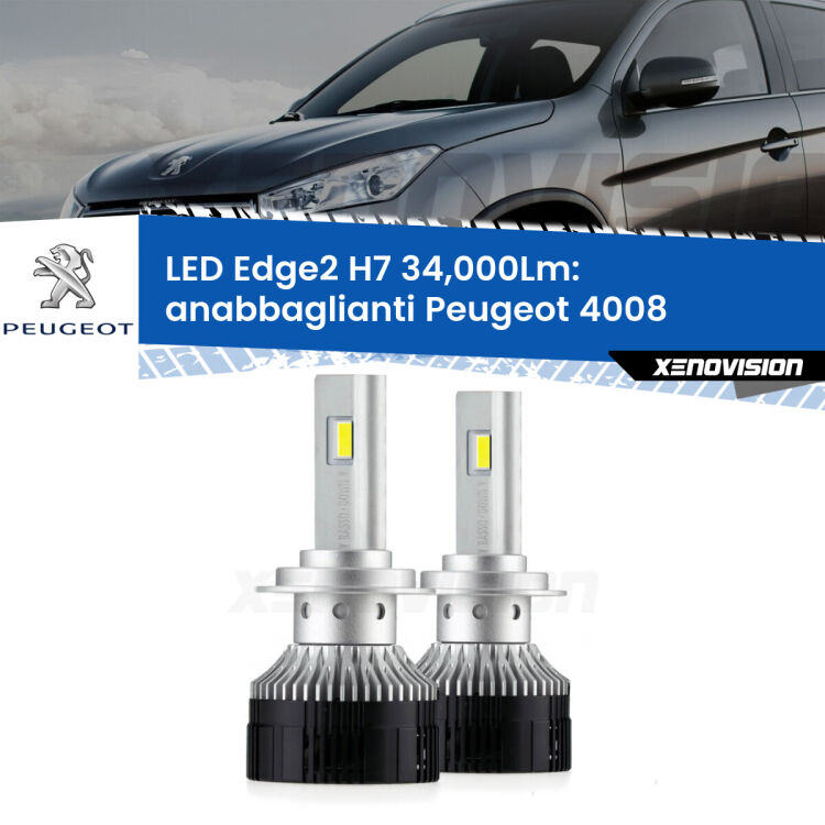 <strong>Kit anabbaglianti LED per Peugeot 4008</strong>  2012 in poi.</strong>.Coppia lampade <strong>H7</strong> modello Edge v3.0 di Xenovision.