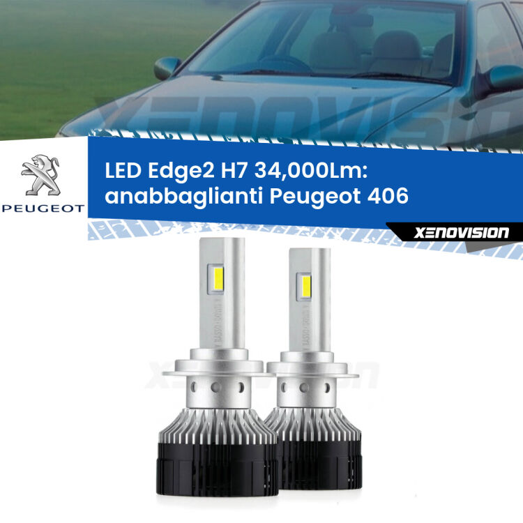 <strong>Kit anabbaglianti LED per Peugeot 406</strong>  1995 - 2004.</strong>.Coppia lampade <strong>H7</strong> modello Edge v3.0 di Xenovision.