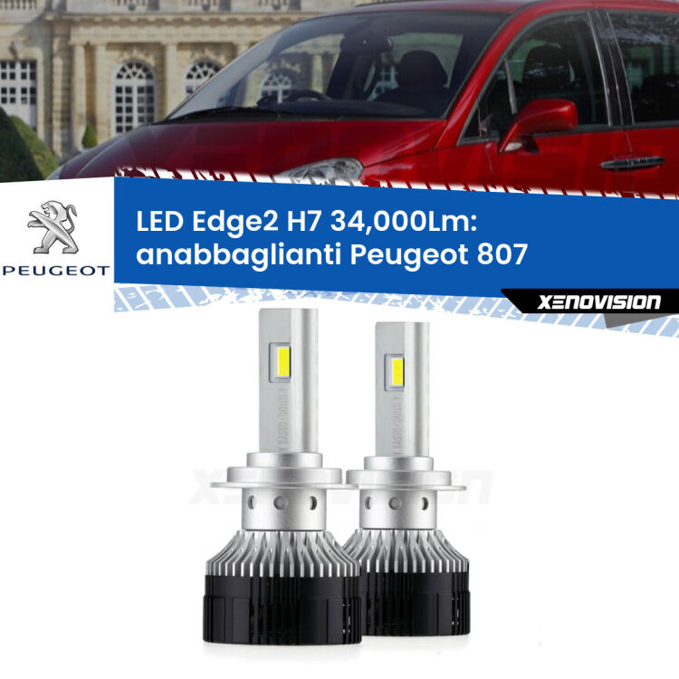 <strong>Kit anabbaglianti LED per Peugeot 807</strong>  2002 - 2010.</strong>.Coppia lampade <strong>H7</strong> modello Edge v3.0 di Xenovision.