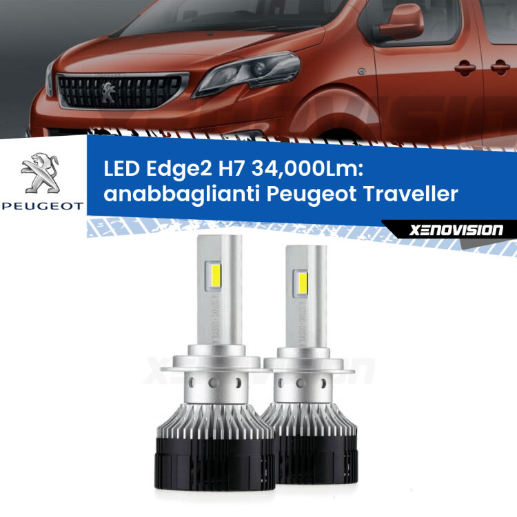 <strong>Kit anabbaglianti LED per Peugeot Traveller</strong>  2016 in poi.</strong>.Coppia lampade <strong>H7</strong> modello Edge v3.0 di Xenovision.