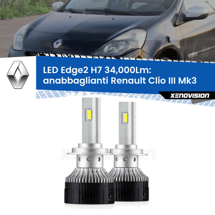 <strong>Kit anabbaglianti LED per Renault Clio III</strong> Mk3 2005 - 2011.</strong>.Coppia lampade <strong>H7</strong> modello Edge v3.0 di Xenovision.