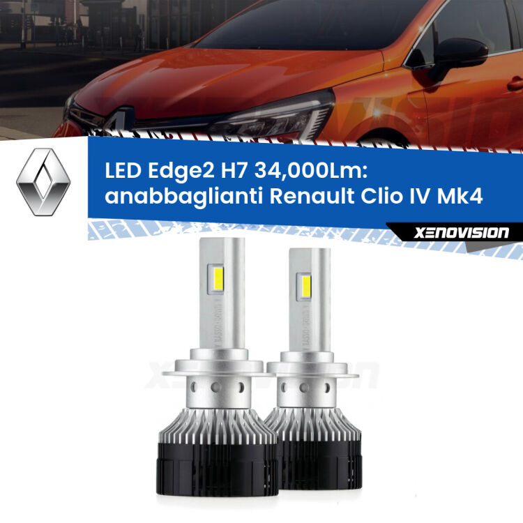 <strong>Kit anabbaglianti LED per Renault Clio IV</strong> Mk4 2012 - 2018.</strong>.Coppia lampade <strong>H7</strong> modello Edge v3.0 di Xenovision.