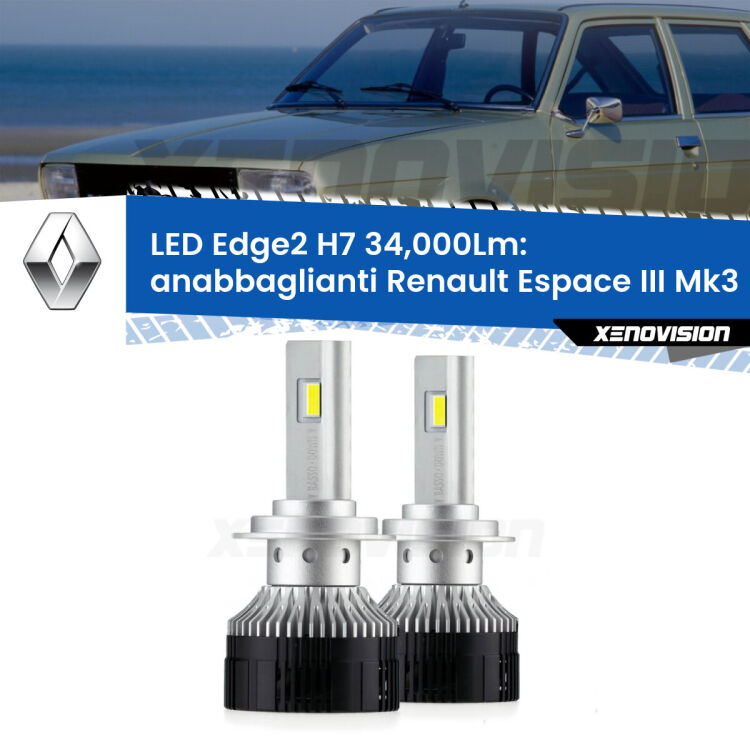 <strong>Kit anabbaglianti LED per Renault Espace III</strong> Mk3 2000 - 2002.</strong>.Coppia lampade <strong>H7</strong> modello Edge v3.0 di Xenovision.