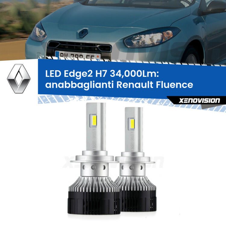 <strong>Kit anabbaglianti LED per Renault Fluence</strong>  2010 - 2015.</strong>.Coppia lampade <strong>H7</strong> modello Edge v3.0 di Xenovision.