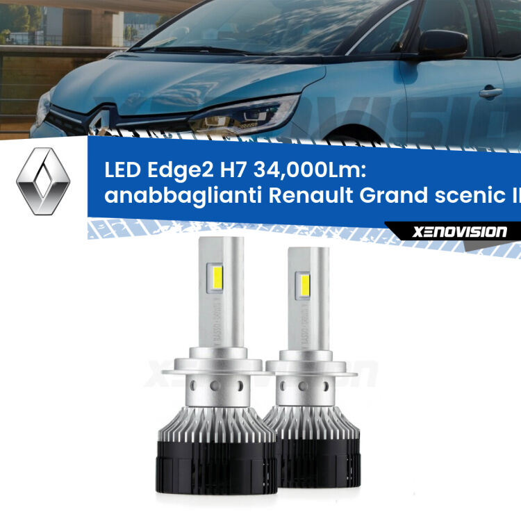 <strong>Kit anabbaglianti LED per Renault Grand scenic II</strong> Mk2 2004 - 2009.</strong>.Coppia lampade <strong>H7</strong> modello Edge v3.0 di Xenovision.