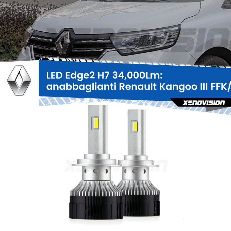 <strong>Kit anabbaglianti LED per Renault Kangoo III</strong> FFK/KFK 2021 in poi.</strong>.Coppia lampade <strong>H7</strong> modello Edge v3.0 di Xenovision.