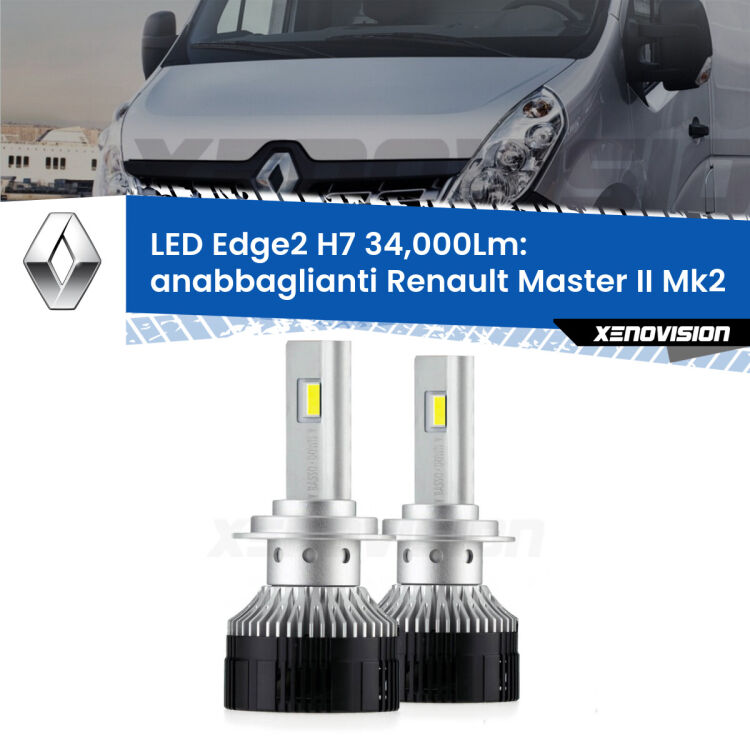 <strong>Kit anabbaglianti LED per Renault Master II</strong> Mk2 a parabola doppia.</strong>.Coppia lampade <strong>H7</strong> modello Edge v3.0 di Xenovision.