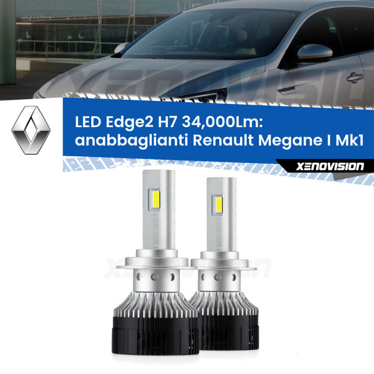 <strong>Kit anabbaglianti LED per Renault Megane I</strong> Mk1 a parabola doppia.</strong>.Coppia lampade <strong>H7</strong> modello Edge v3.0 di Xenovision.