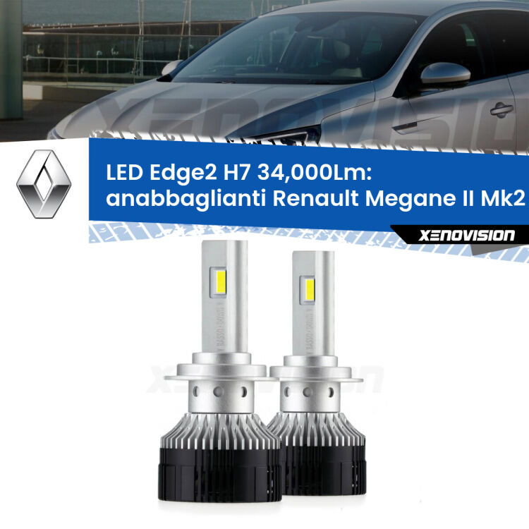 <strong>Kit anabbaglianti LED per Renault Megane II</strong> Mk2 2002 - 2007.</strong>.Coppia lampade <strong>H7</strong> modello Edge v3.0 di Xenovision.