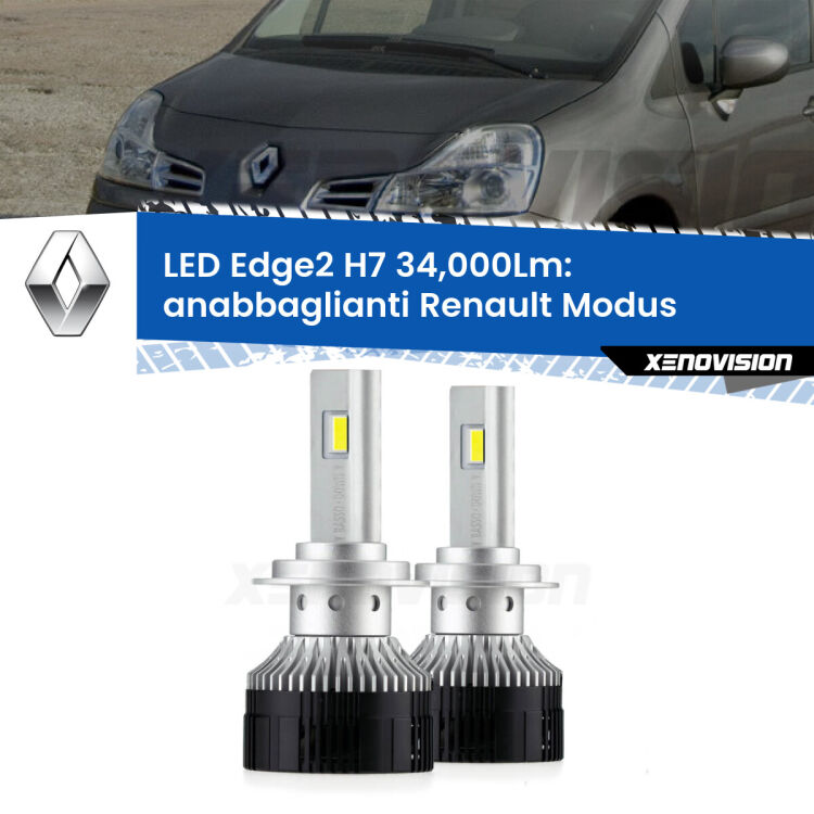 <strong>Kit anabbaglianti LED per Renault Modus</strong>  2004 - 2012.</strong>.Coppia lampade <strong>H7</strong> modello Edge v3.0 di Xenovision.