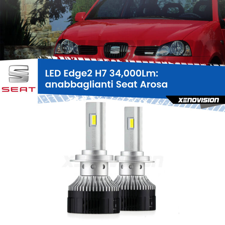 <strong>Kit anabbaglianti LED per Seat Arosa</strong>  a parabola doppia.</strong>.Coppia lampade <strong>H7</strong> modello Edge v3.0 di Xenovision.