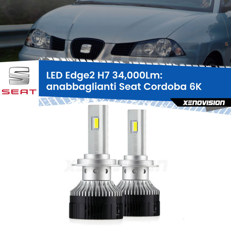 <strong>Kit anabbaglianti LED per Seat Cordoba</strong> 6K restyling.</strong>.Coppia lampade <strong>H7</strong> modello Edge v3.0 di Xenovision.