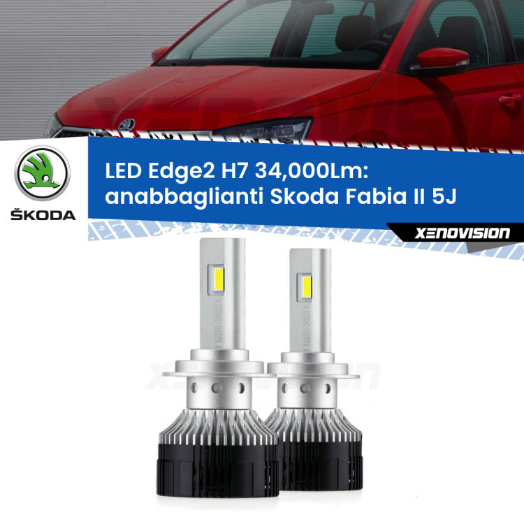 <strong>Kit anabbaglianti LED per Skoda Fabia II</strong> 5J fari lenticolari.</strong>.Coppia lampade <strong>H7</strong> modello Edge v3.0 di Xenovision.