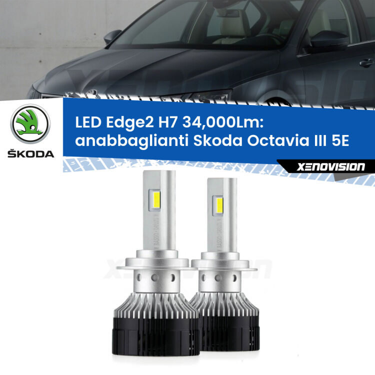 <strong>Kit anabbaglianti LED per Skoda Octavia III</strong> 5E 2012 - 2018.</strong>.Coppia lampade <strong>H7</strong> modello Edge v3.0 di Xenovision.