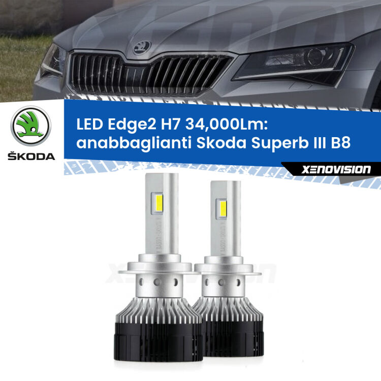 <strong>Kit anabbaglianti LED per Skoda Superb III</strong> B8 2015 in poi.</strong>.Coppia lampade <strong>H7</strong> modello Edge v3.0 di Xenovision.