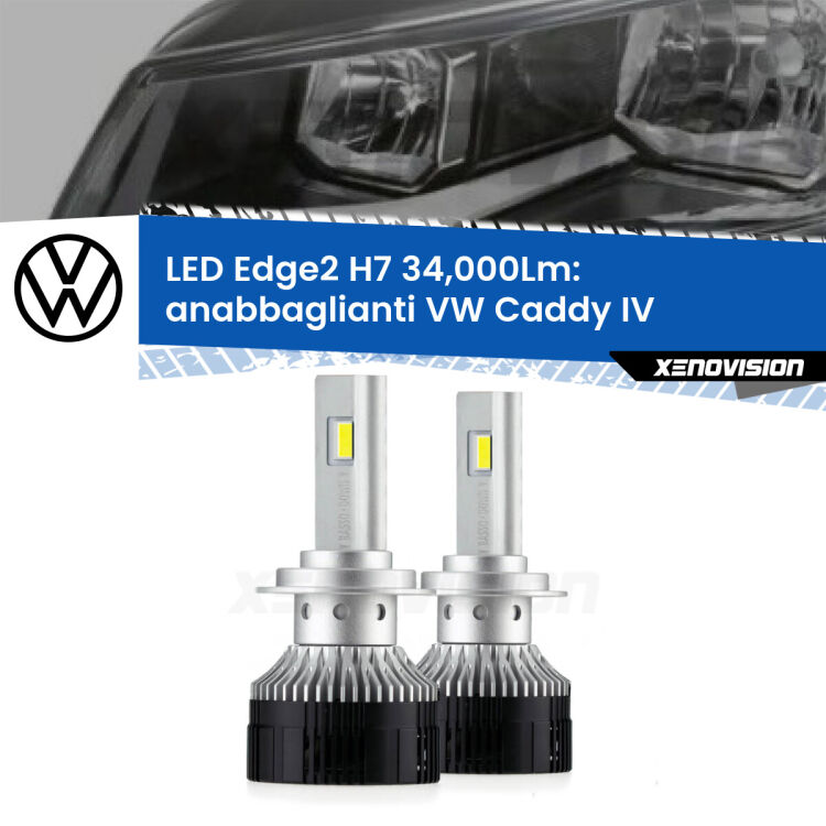 <strong>Kit anabbaglianti LED per VW Caddy IV</strong>  a parabola doppia.</strong>.Coppia lampade <strong>H7</strong> modello Edge v3.0 di Xenovision.