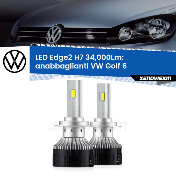 <strong>Kit anabbaglianti LED per VW Golf 6</strong>  restyling.</strong>.Coppia lampade <strong>H7</strong> modello Edge v3.0 di Xenovision.