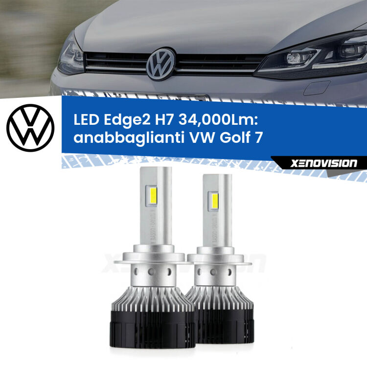 <strong>Kit anabbaglianti LED per VW Golf 7</strong>  2017 - 2019.</strong>.Coppia lampade <strong>H7</strong> modello Edge v3.0 di Xenovision.