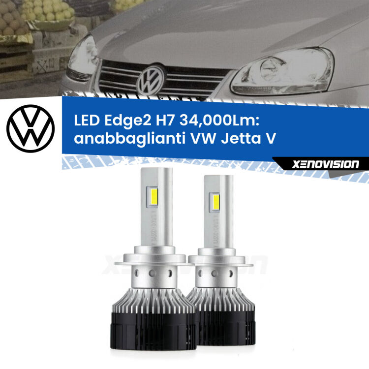 <strong>Kit anabbaglianti LED per VW Jetta</strong> V 2005 - 2010.</strong>.Coppia lampade <strong>H7</strong> modello Edge v3.0 di Xenovision.