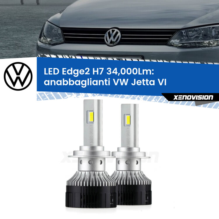 <strong>Kit anabbaglianti LED per VW Jetta</strong> VI 2010 - 2017.</strong>.Coppia lampade <strong>H7</strong> modello Edge v3.0 di Xenovision.