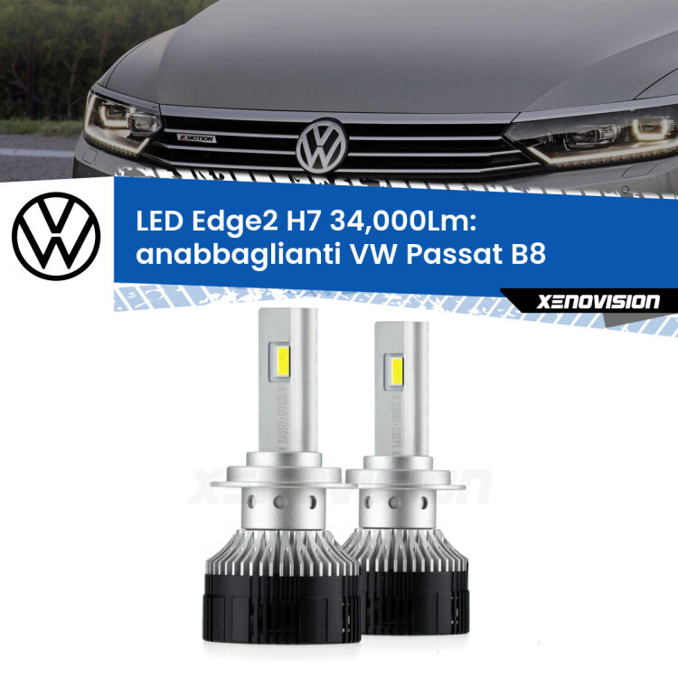 <strong>Kit anabbaglianti LED per VW Passat</strong> B8 2014 - 2017.</strong>.Coppia lampade <strong>H7</strong> modello Edge v3.0 di Xenovision.