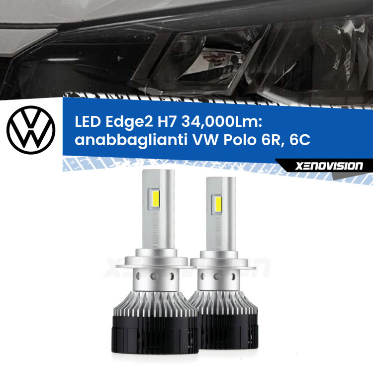 <strong>Kit anabbaglianti LED per VW Polo</strong> 6R, 6C a parabola squadrata.</strong>.Coppia lampade <strong>H7</strong> modello Edge v3.0 di Xenovision.