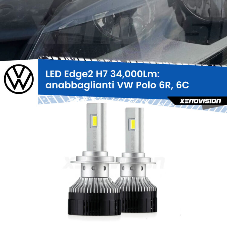 <strong>Kit anabbaglianti LED per VW Polo</strong> 6R, 6C a parabola tonda.</strong>.Coppia lampade <strong>H7</strong> modello Edge v3.0 di Xenovision.