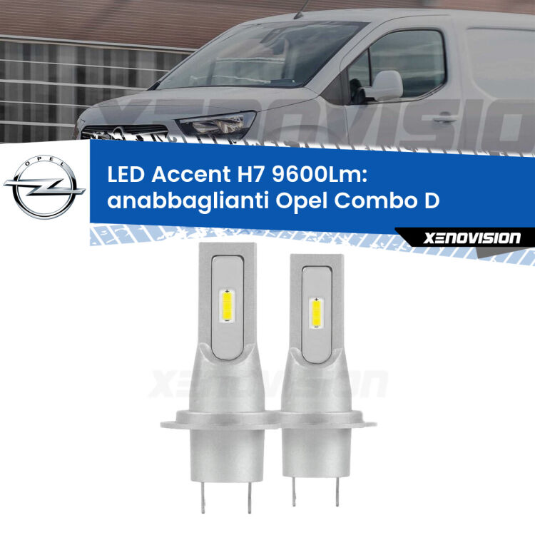 <strong>Kit LED Anabbaglianti per Opel Combo D</strong>  2012 - 2018.</strong> Coppia lampade <strong>H7</strong> senza ventola e ultracompatte per installazioni in fari senza spazi.