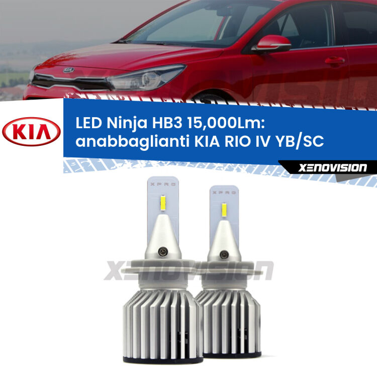 FINE SERIE: NO GARANZIA <strong>Kit anabbaglianti LED specifico per KIA RIO IV</strong> YB/SC fari lenticolari. Lampade <strong>HB3</strong> Canbus da 15.000Lumen di luminosità modello Eagle Xenovision.