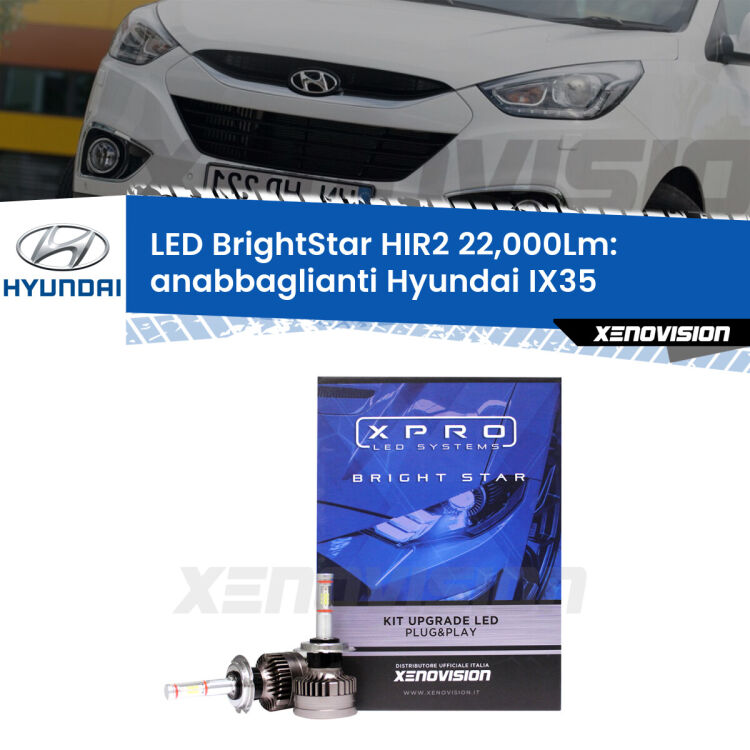 <strong>Kit LED anabbaglianti per Hyundai IX35</strong>  2014 - 2015. </strong>Due lampade Canbus HIR2 Brightstar da 22,000 Lumen. Qualità Massima.