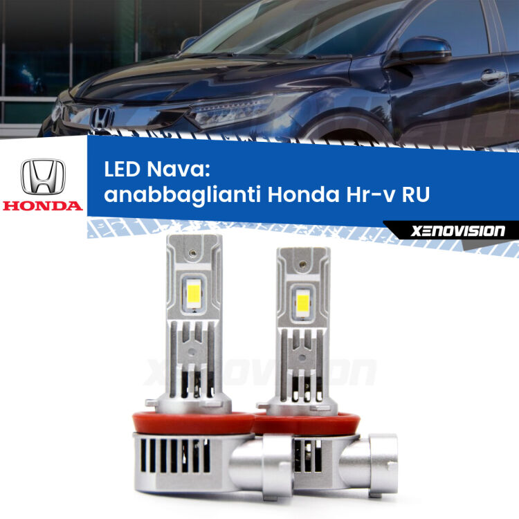 <strong>Anabbaglianti LED no-spie per Honda Hr-v</strong> RU a parabola doppia. Coppia lampade <strong>H11</strong>/H9/H8/H16(JP) modello Nava canbus, raffreddate a ventola.