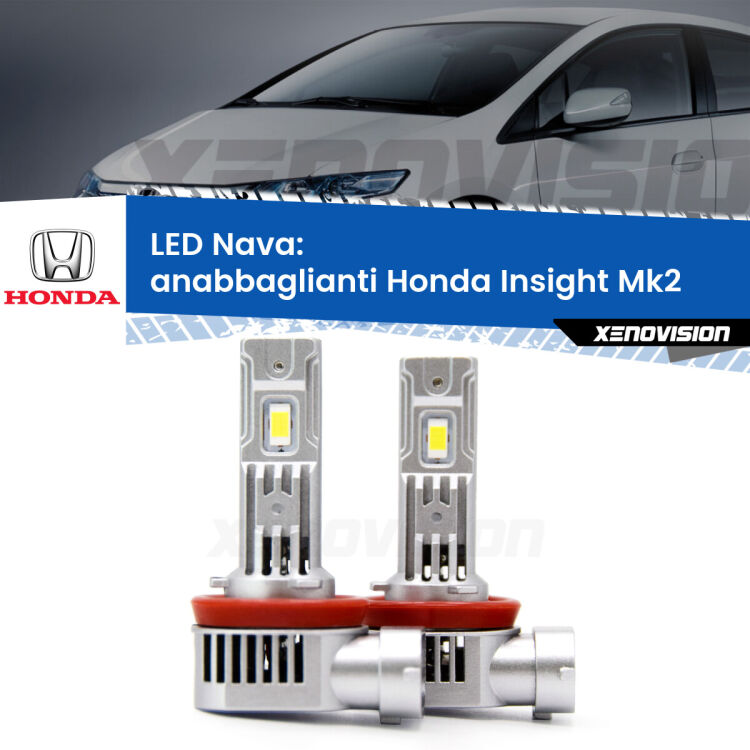 <strong>Anabbaglianti LED no-spie per Honda Insight</strong> Mk2 2009 - 2017. Coppia lampade <strong>H11</strong>/H9/H8/H16(JP) modello Nava canbus, raffreddate a ventola.