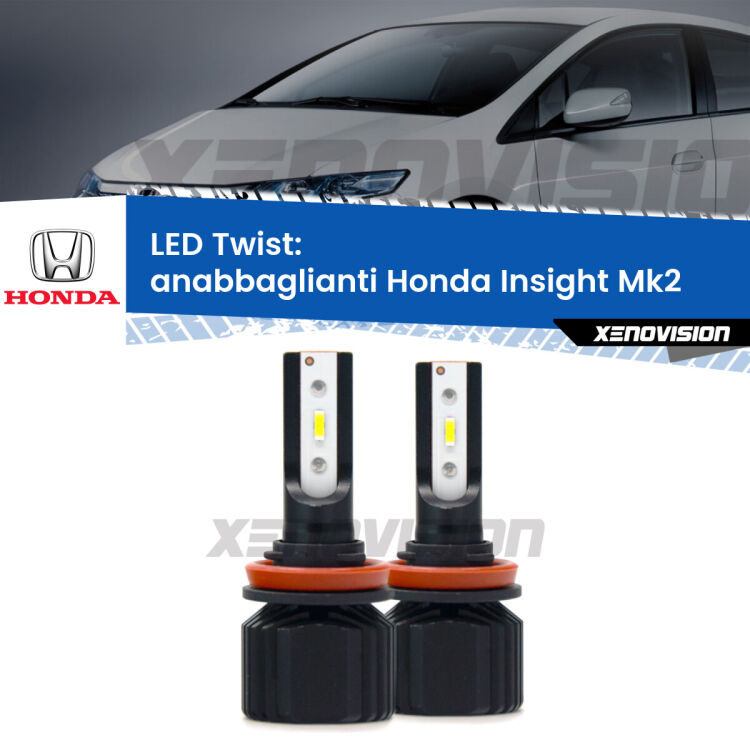 <strong>Kit anabbaglianti LED</strong> per <strong>Honda Insight</strong> Mk2 2009 - 2017. Compatte, impermeabili, senza ventola: praticamente indistruttibili. Top Quality.