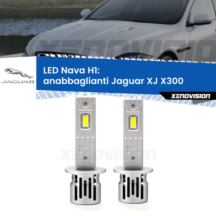 <strong>Anabbaglianti LED no-spie per Jaguar XJ</strong> X300 1994 - 1997. Coppia lampade <strong> H1</strong> modello Nava canbus, raffreddate a ventola.