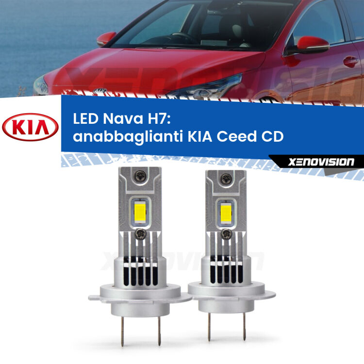 <strong>Anabbaglianti LED no-spie per KIA Ceed</strong> CD 2018 in poi. Coppia lampade <strong>H7</strong> modello Nava canbus, raffreddate a ventola.