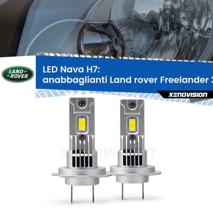 <strong>Anabbaglianti LED no-spie per Land rover Freelander 2</strong> L359 2006 - 2010. Coppia lampade <strong>H7</strong> modello Nava canbus, raffreddate a ventola.